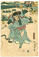 Sadahide Utagawa 1807-1873 - Dancing Samurai - artelino Art Auctions. Sadahide Utagawa 1807-1873 - Dancing Samurai