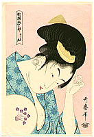 Utamaro Kitagawa 1750-1806 - Beauty with Round Fan - artelino Art Auctions. Utamaro Kitagawa 1750-1806 - Beauty with Round Fan
