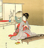 Shuntei Miyagawa 1873-1914 - Playing Koto - Yukiyo no Hana - artelino Art Auctions. Shuntei Miyagawa 1873-1914 - Playing Koto - Yukiyo no Hana