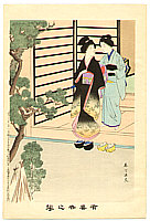 Shuntei Miyagawa 1873-1914 - Going Out - Yukiyo no Hana - artelino Art Auctions. Shuntei Miyagawa 1873-1914 - Going Out - Yukiyo no Hana