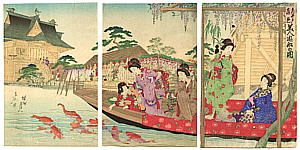 Chikanobu Toyohara 1838-1912 - Beauties in Pleasure Boat - artelino Art Auctions. Chikanobu Toyohara 1838-1912 - Beauties in Pleasure Boat
