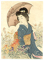 Kason Suzuki 1860-1919 - Bijin in Autumn Garden - artelino Art Auctions. Kason Suzuki 1860-1919 - Bijin in Autumn Garden