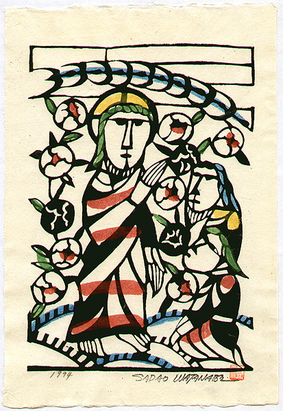 Sadao Watanabe 1913-1996 - Jesus Preaches Disciples - Story of the Bible - artelino Art Auctions. Sadao Watanabe 1913-1996 - Jesus Preaches Disciples - Story of the Bible
