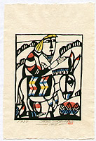 Sadao Watanabe 1913-1996 - Jesus on a Donkey - Story of the Bible - artelino Art Auctions. Sadao Watanabe 1913-1996 - Jesus on a Donkey - Story of the Bible