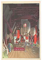 Eisho Narazaki 1864-1936 - Interior of Asakusa Temple - artelino Art Auctions. Eisho Narazaki 1864-1936 - Interior of Asakusa Temple
