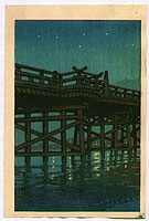 Hasui Kawase 1883-1957 - Bridge at Night - artelino Art Auctions. Hasui Kawase 1883-1957 - Bridge at Night