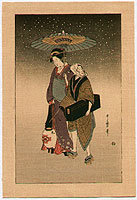 Utamaro Kitagawa 1750-1806 - Outing in the Snow - artelino Art Auctions. Utamaro Kitagawa 1750-1806 - Outing in the Snow