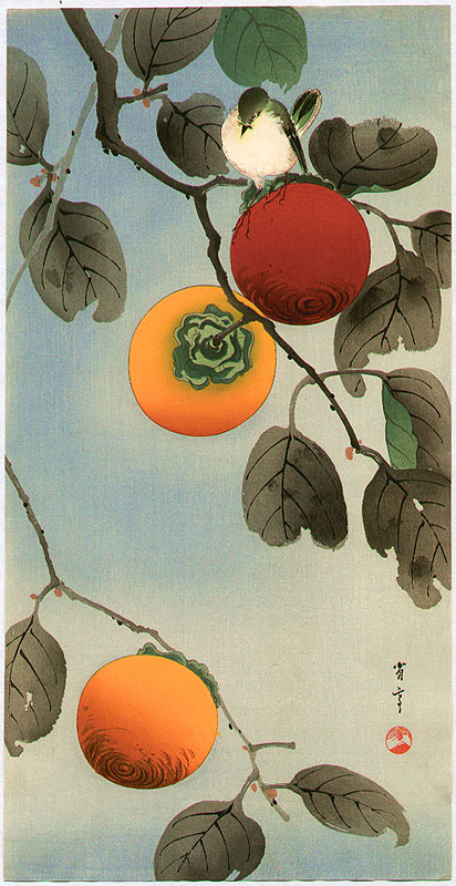 Watanabe Seitei: Bird on a Persimmon Tree (Muller Collection 