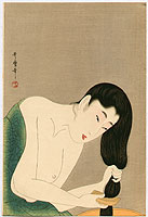 Utamaro Kitagawa 1750-1806 - Bijin Combing Her Hair - artelino Art Auctions. Utamaro Kitagawa 1750-1806 - Bijin Combing Her Hair