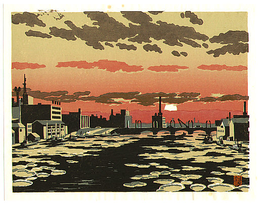 Yasushi Omoto born 1926 - Harbor in the Sunset