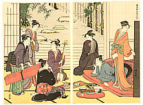 Kiyonaga Torii 1752-1815 - Beauties and Shamisen - artelino Art Auctions. Kiyonaga Torii 1752-1815 - Beauties and Shamisen