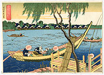 Hokusai Katsushika 1760-1849 - Fishing at Naganawa - One Thousand Views of Ocean - artelino Art Auctions. Hokusai Katsushika 1760-1849 - Fishing at Naganawa - One Thousand Views of Ocean