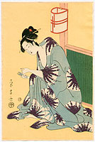 Eisho Chokosai fl.ca. 1789-1800 - Bijin with Scissors - artelino Art Auctions. Eisho Chokosai fl.ca. 1789-1800 - Bijin with Scissors