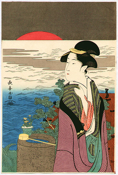 Choki Eishosai fl. 18/19th C. - Beauty and Red Sunrise - artelino Art Auctions. Choki Eishosai fl. 18/19th C. - Beauty and Red Sunrise