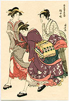 Kiyonaga Torii 1752-1815 - Three Beauties in the Wind - artelino Art Auctions. Kiyonaga Torii 1752-1815 - Three Beauties in the Wind
