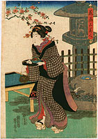 Yoshifusa Utagawa active ca. 1840-1860 - Beauty in Tea House - artelino Art Auctions. Yoshifusa Utagawa active ca. 1840-1860 - Beauty in Tea House