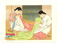 Paul Jacoulet 1902-1960 - Preparatifs pour L'Hiver. Pouh-zan, Coree - artelino Art Auctions. Paul Jacoulet 1902-1960 - Preparatifs pour L'Hiver. Pouh-zan, Coree
