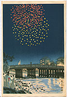 Eiichi Kotozuka 1906-1979 - Fireworks at Kamo River - artelino Art Auctions. Eiichi Kotozuka 1906-1979 - Fireworks at Kamo River