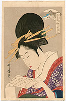 Utamaro Kitagawa 1750-1806 - Reading Beauty - artelino Art Auctions. Utamaro Kitagawa 1750-1806 - Reading Beauty