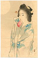 Eisen Tomioka 1864-1905 - Beauty and the Moon - artelino Art Auctions. Eisen Tomioka 1864-1905 - Beauty and the Moon