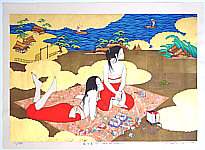 Ryusei Okamoto born 1949 - White Fox - Picnic - artelino Art Auctions. Ryusei Okamoto born 1949 - White Fox - Picnic