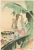 Shoso Mishima 1856-1928 - Beauty and Banana Tree - artelino Art Auctions. Shoso Mishima 1856-1928 - Beauty and Banana Tree