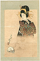 Eisen Tomioka 1864-1905 - Cortesan and Skull - artelino Art Auctions. Eisen Tomioka 1864-1905 - Cortesan and Skull