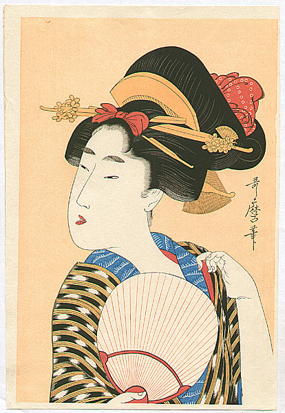 Utamaro Kitagawa 1750-1806 - Bijin With a Fan - artelino Art Auctions. Utamaro Kitagawa 1750-1806 - Bijin With a Fan