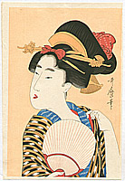 Utamaro Kitagawa 1750-1806 - Bijin With a Fan - artelino Art Auctions. Utamaro Kitagawa 1750-1806 - Bijin With a Fan