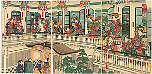 Yoshitora Utagawa active ca. 1840-1880 - Courtesans in Western Villa