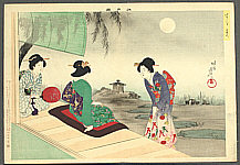 Chikanobu Toyohara 1838-1912 - Cooling Off - Edo Brocade Pictures - artelino Art Auctions. Chikanobu Toyohara 1838-1912 - Cooling Off - Edo Brocade Pictures