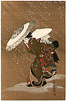 Fujimaro Kitagawa 1790-1850 - Outing in The Snow Storm - artelino Art Auctions. Fujimaro Kitagawa 1790-1850 - Outing in The Snow Storm
