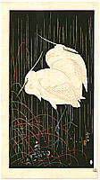 Soseki Komori active 1920s-1930s - Herons in Rainy Night - artelino Art Auctions. Soseki Komori active 1920s-1930s - Herons in Rainy Night