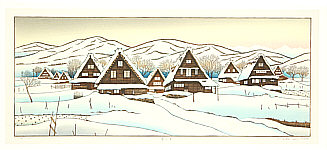 Ryusei Okamoto born 1949 - Snow - A Village in Hida - artelino Art Auctions. Ryusei Okamoto born 1949 - Snow - A Village in Hida