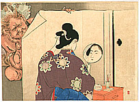 Toshikata Mizuno 1866-1908 - At a Mirror - artelino Art Auctions. Toshikata Mizuno 1866-1908 - At a Mirror