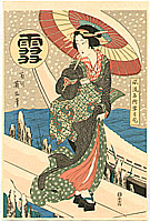 Eizan Kikugawa 1787-1867 - Beauty in the Snow - artelino Art Auctions. Eizan Kikugawa 1787-1867 - Beauty in the Snow