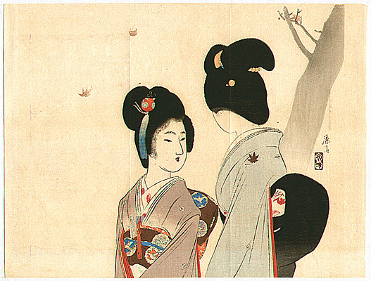 Eisen Tomioka 1864-1905 - Conversation under Maple Tree - artelino Art Auctions. Eisen Tomioka 1864-1905 - Conversation under Maple Tree