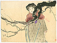 Hanko Kajita 1870-1917 - Beauty and Plum Tree - artelino Art Auctions. Hanko Kajita 1870-1917 - Beauty and Plum Tree