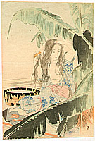 Shoso Mishima 1856-1928 - Beauty and Banana Tree - artelino Art Auctions. Shoso Mishima 1856-1928 - Beauty and Banana Tree