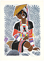 He Yongkun born 1953 - Dai Girl with Embroidered Caestus