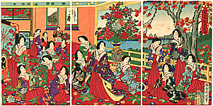 Chikanobu Toyohara 1838-1912 - Beauties and Maple Trees - artelino Art Auctions. Chikanobu Toyohara 1838-1912 - Beauties and Maple Trees