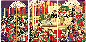 Chikanobu Toyohara 1838-1912 - Emperor and Empress at Noh Play - artelino Art Auctions. Chikanobu Toyohara 1838-1912 - Emperor and Empress at Noh Play