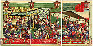 Yoshiiku Utagawa 1833-1904 - Beauties at Shin Yoshiwara - artelino Art Auctions. Yoshiiku Utagawa 1833-1904 - Beauties at Shin Yoshiwara