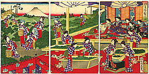 Chikanobu Toyohara 1838-1912 - Tea Harvest - artelino Art Auctions. Chikanobu Toyohara 1838-1912 - Tea Harvest