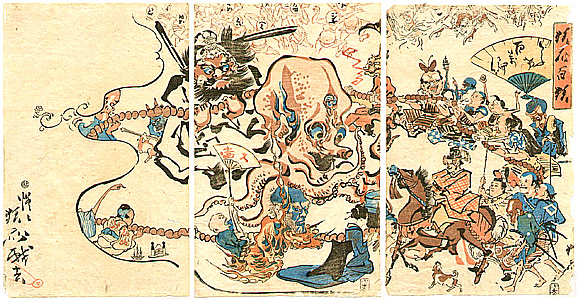 Kyosai Kawanabe 1831-1889 - Octopus Fever