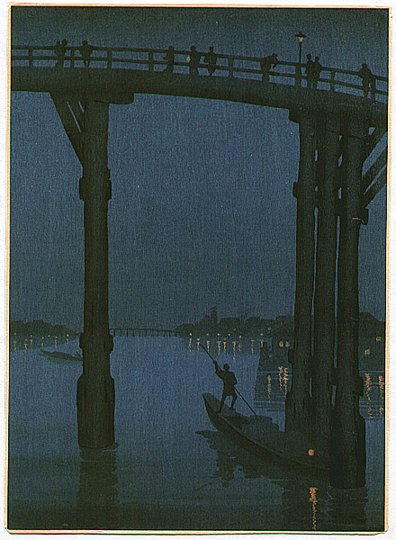 Eijiro Kobayashi active 1930's - High Bridge - Night Scene Series