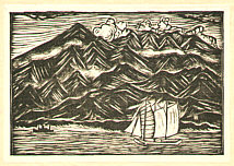 Shigetoshi Ishizaki 1901-1996 - Scenery - Sail Boat and Mountains - artelino Art Auctions. Shigetoshi Ishizaki 1901-1996 - Scenery - Sail Boat and Mountains