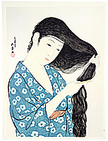 Goyo Hashiguchi 1880-1921 - Combing Hair - Kami Suki - artelino Art Auctions. Goyo Hashiguchi 1880-1921 - Combing Hair - Kami Suki