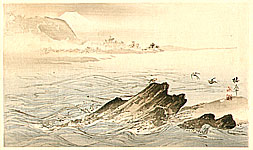 Seiho Takeuchi 1864-1942 - Sea Birds over Rocky Shore - Seiho Twelve Fuji - artelino Art Auctions. Seiho Takeuchi 1864-1942 - Sea Birds over Rocky Shore - Seiho Twelve Fuji