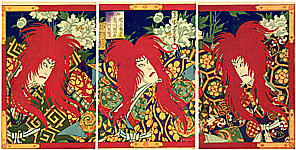 Chikashige Morikawa active ca. 1869-82 - Red Lions - Kabuki - artelino Art Auctions. Chikashige Morikawa active ca. 1869-82 - Red Lions - Kabuki